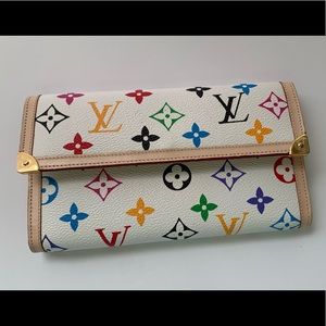 Louis Vuitton White Monogram Multicolor Porte Tresor Sarah Wallet